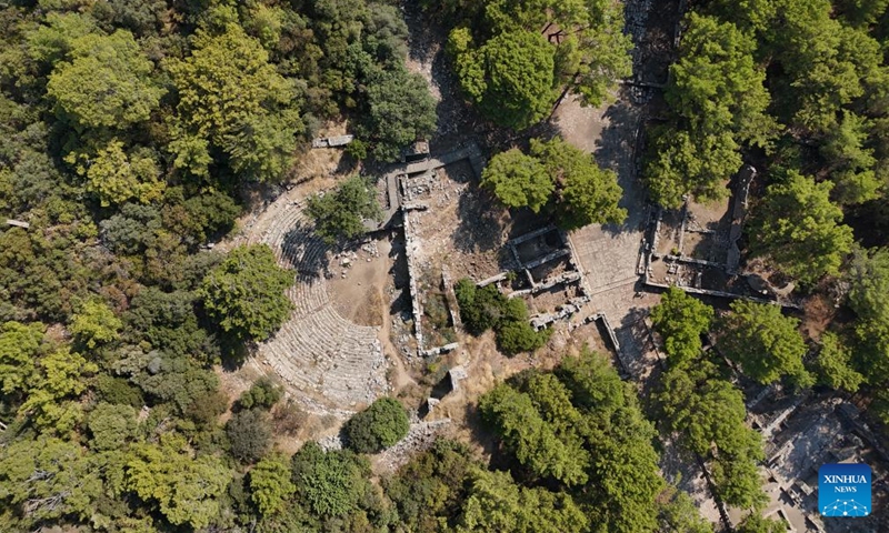 This aerial photo taken on Aug. 6, 2024 shows the ruins of the ancient city Phaselis in Antalya, Türkiye. (Photo: Xinhua)