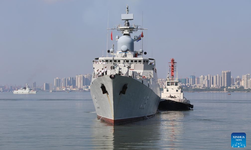 Vietnamese missile frigate Tran Hung Dao heads to a naval port in the city of Zhanjiang in south China's Guangdong Province, Aug. 7, 2024. The frigate arrived here on Wednesday, marking the start of a five-day visit. During the visit, the Chinese and Vietnamese navies will organize ship tours, deck receptions, cultural exchanges, joint exercises, and other activities.  (Photo: Xinhua)