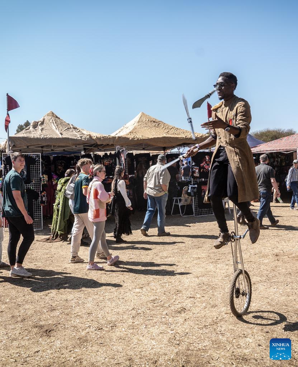 People have fun at a medieval fantasy fair in Benoni of Gauteng, South Africa, Aug. 10, 2024. Photo: Xinhua