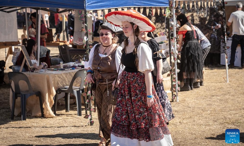 People in costumes are seen during a medieval fantasy fair in Benoni of Gauteng, South Africa, Aug. 10, 2024. Photo: Xinhua