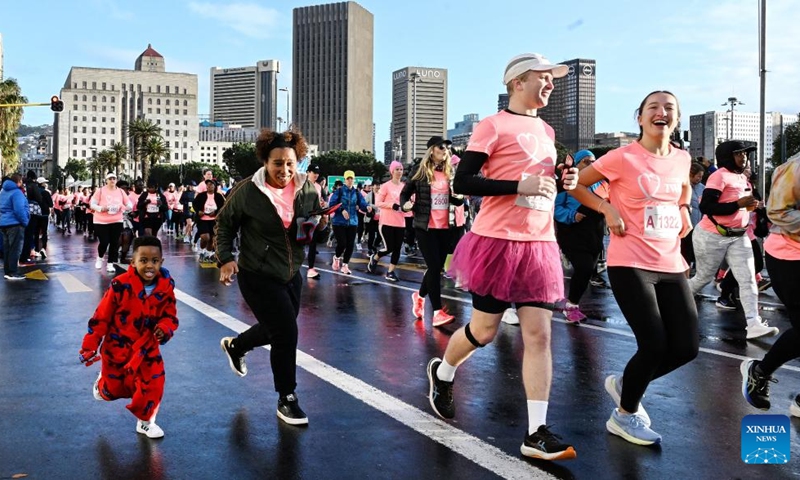 Participants run during the women's race in Cape Town, South Africa, Aug. 9, 2024. A women's race took place on Friday here to celebrate the country's Women's Day. Photo: Xinhua