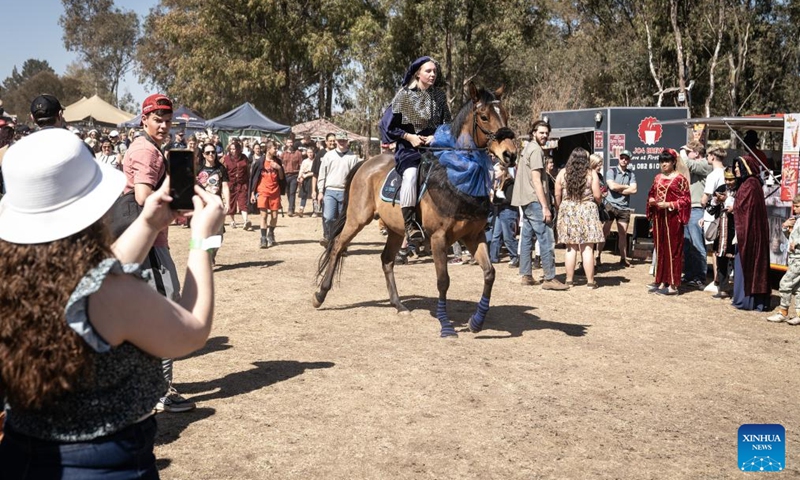 A woman in costume rides on a horse during a medieval fantasy fair in Benoni of Gauteng, South Africa, Aug. 10, 2024. Photo: Xinhua