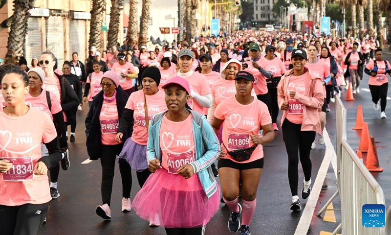 Participants run during the women's race in Cape Town, South Africa, Aug. 9, 2024. A women's race took place on Friday here to celebrate the country's Women's Day. Photo: Xinhua