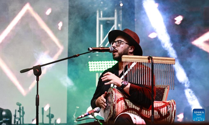 A musician performs during the 3rd edition of Rab'Africa Festival in Rabat, Morocco, Aug. 9, 2024. Photo: Xinhua