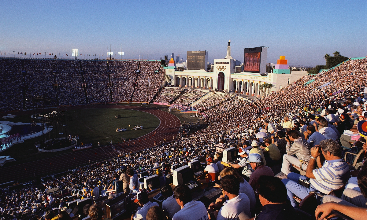 The 1984 Los Angeles Olympics opening ceremony is held on July 28, 1984 at the  Los Angeles Memorial Coliseum, which will also host the 2028 Olympics. Photo: VCG