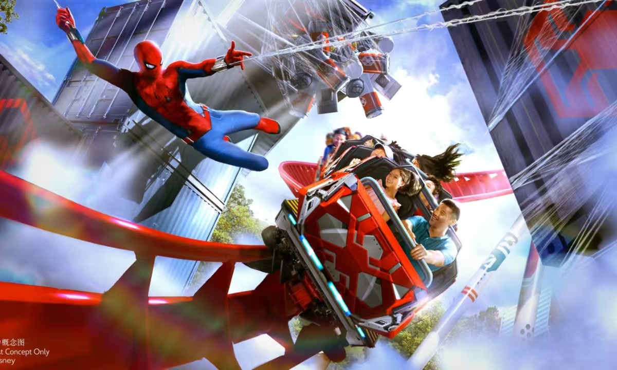 Rendering of Shanghai Disneyland's new Spider-Man-themed attraction: Shanghai Disney Resort has unveiled its first major Marvel attraction: a high-speed Spider-Man roller coaster. Announced at the D23 Disney Experiences Showcase, this immersive, thrilling ride will be located near the Zootopia-themed land. Photo: Shanghai Disney Resort