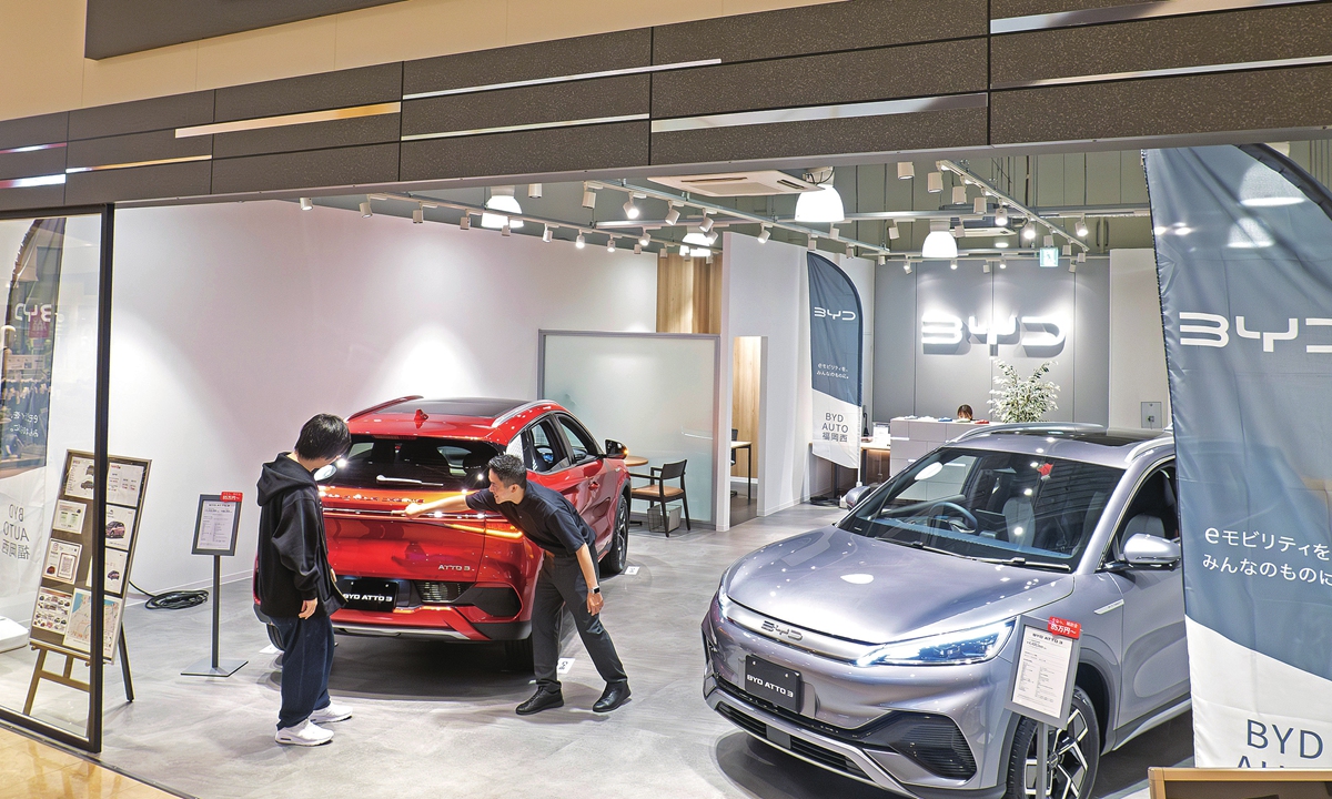 A retail store shop of BYD in Fukuoka, Japan. File photo: VCG