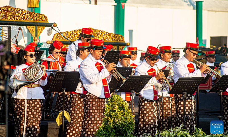 Yogyakarta Royal Orchestra perform in front of the public to celebrate the 79th Independence Day at Yogyakarta Palace in Yogyakarta, Indonesia, Aug. 17, 2024. Indonesia celebrated its 79th Independence Day on Saturday. Photo: Xinhua