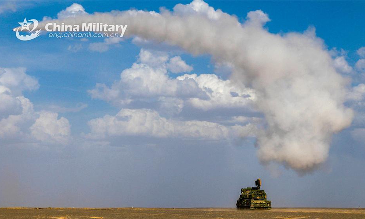 A mobile ground-based air defense system attached to an air-defense detachment of a brigade under the PLA 72nd Group Army launches a missile against enemy target in a live-fire training exercise in June, 2024. (eng.chinamil.com.cn/Photo by Lin Longsan)