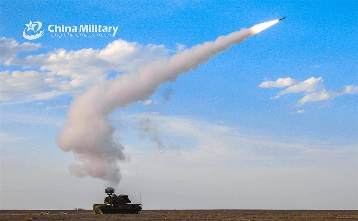 A mobile ground-based air defense system attached to an air-defense detachment of a brigade under the PLA 72nd Group Army launches a missile against enemy target in a live-fire training exercise in June, 2024. (eng.chinamil.com.cn/Photo by Lin Longsan)