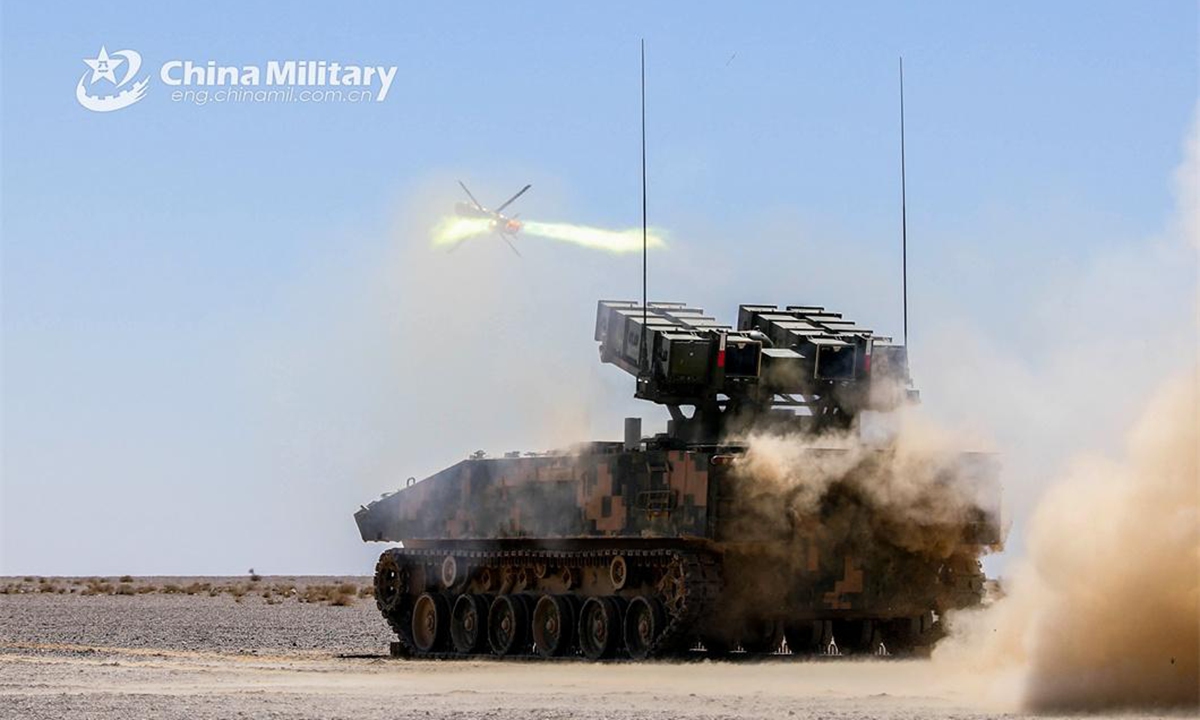 A mobile ground-based air defense system attached to an air-defense detachment of a brigade under the PLA 72nd Group Army launches a missile against enemy target in a live-fire training exercise in June, 2024. (eng.chinamil.com.cn/Photo by Lin Longsan)