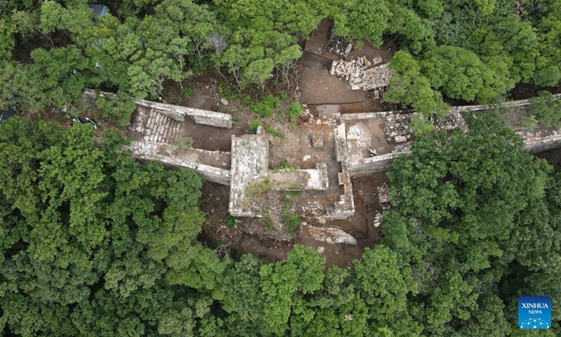 An aerial drone photo shows a defense tower of the Jiankou section of the Great Wall in Beijing, capital of China, July 1, 2024. Covering six defense towers, from No. 117 to No. 122, the fifth phase of the Jiankou section of the Great Wall repair project has progressed smoothly. Beijing has pioneered Great Wall archaeological research, which precedes the repair work. The Jiankou section and the Dazhuangke section in Yanqing District have been selected as pilot projects to promote research-oriented restoration and protection of the Great Wall. Photo: Xinhua