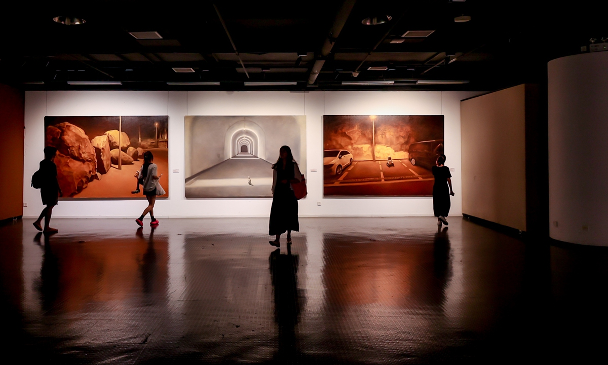 People explore the exhibition in Tianjin. Photo: Courtesy of Tianjin Academy of Fine Arts