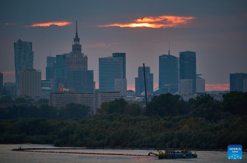 This photo shows Polish capital Warsaw's skyline on Aug. 18, 2024. The Polish Institute of Meteorology and Water Management issued a warning on Sunday, predicting thunderstorms in Warsaw from Aug. 18 to 19. Photo: Xinhua