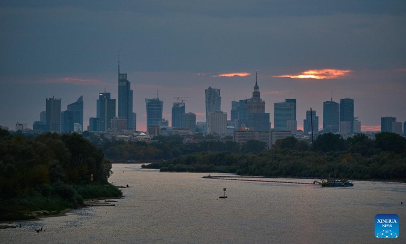 This photo shows Polish capital Warsaw's skyline on Aug. 18, 2024. The Polish Institute of Meteorology and Water Management issued a warning on Sunday, predicting thunderstorms in Warsaw from Aug. 18 to 19. Photo: Xinhua