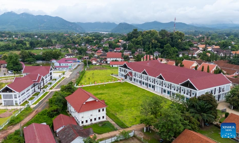 A drone photo taken on Aug. 16, 2024 shows the surgical building and expert apartments of China-aided Luang Prabang Hospital in Luang Prabang province, Laos. Photo: Xinhua