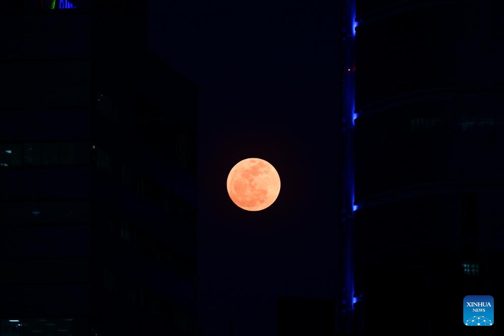 A full moon is pictured from Jakarta, Indonesia, Aug. 19, 2024. (Photo: Xinhua)