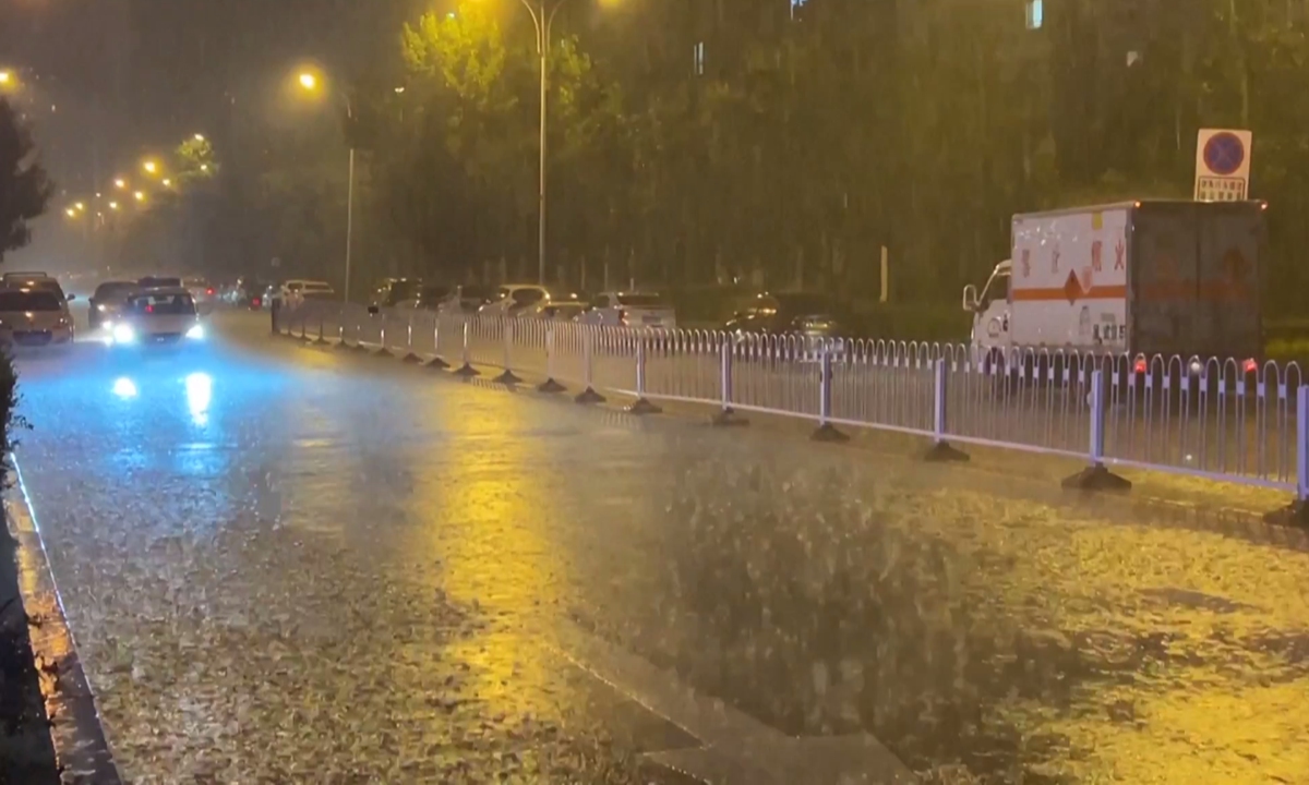 Torrential rain in Northeast China's Liaoning Province on August 19, 2024. Photo: VCG