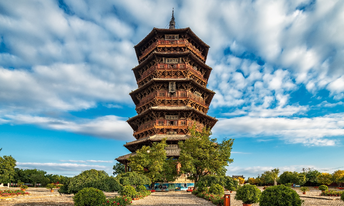 The Wooden Pagoda of Yingxian County in Shanxi Province  Photo: VCG