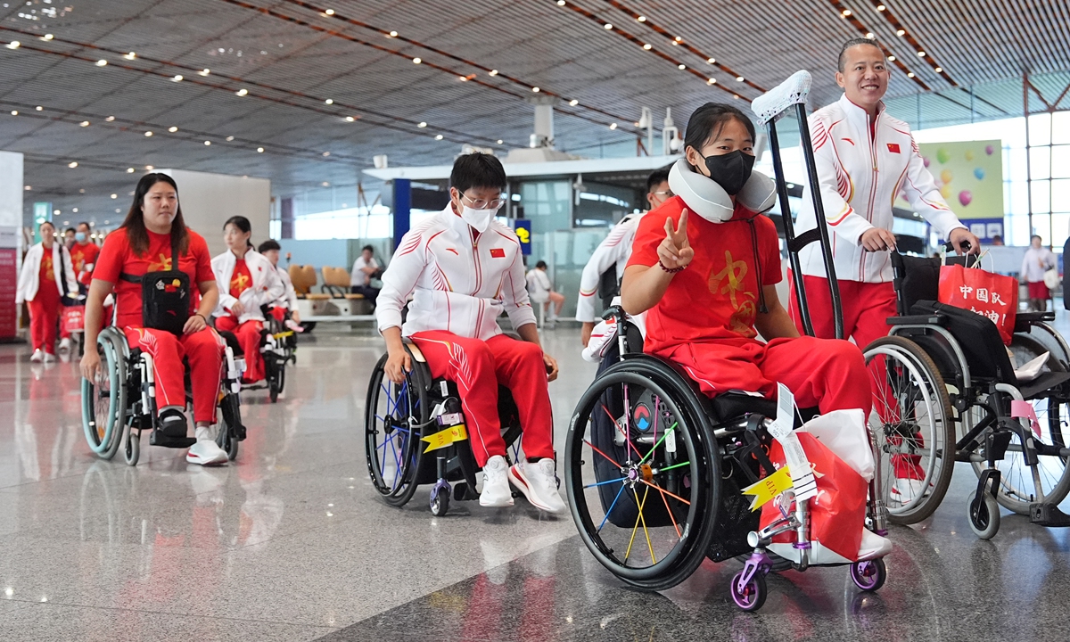 The Chinese Paralympic delegation departs for Paris on August 21, 2024 to participate in the Paris 2024 Paralympic Games. The delegation, consisting of 516 members and including 284 athletes, will compete in 19 sports across 302 events. Photo: VCG