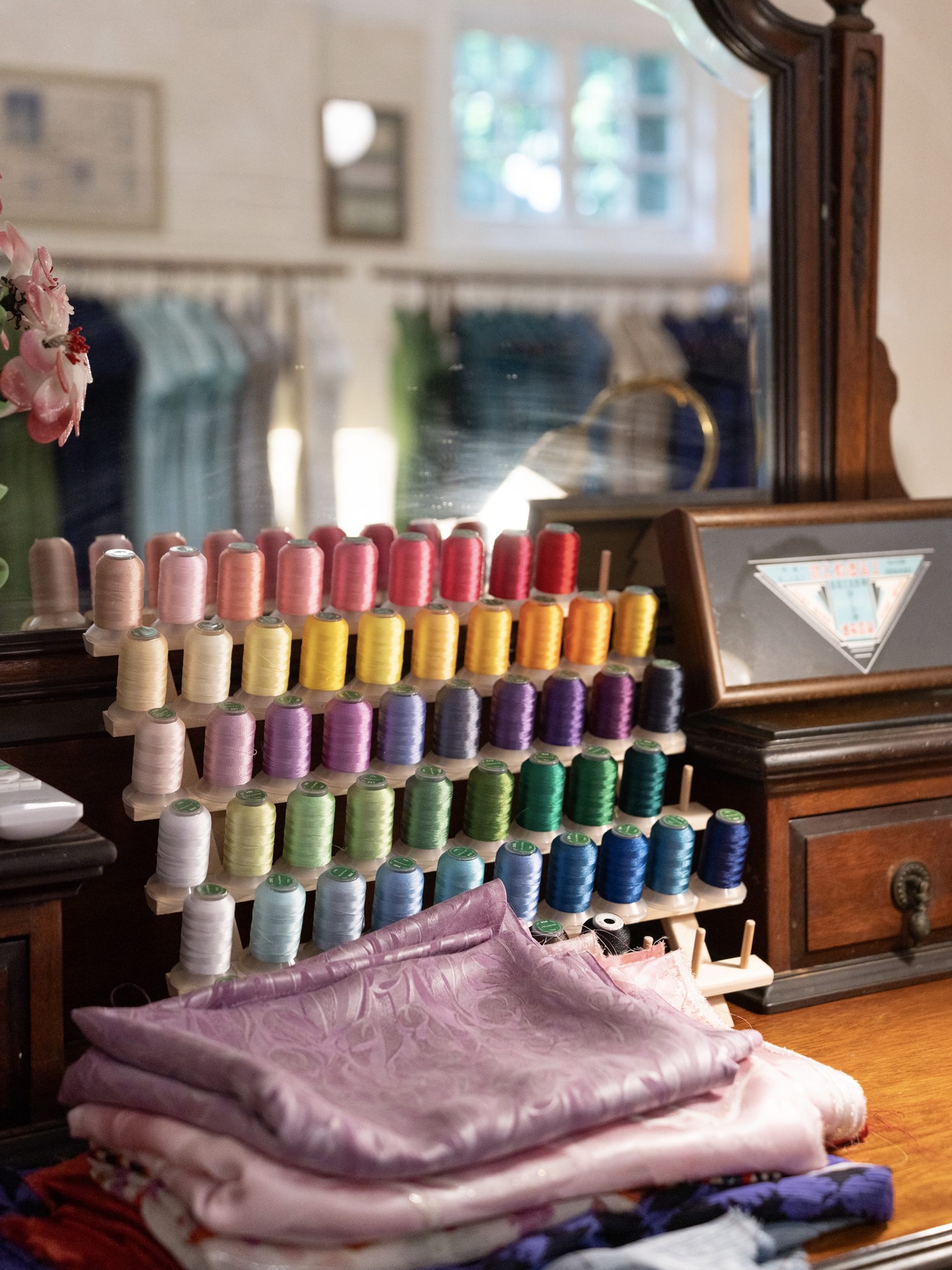 Different colored threads and silk at Heather Guo's store Photo: Courtesy of Guo