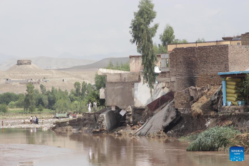 This photo taken on Aug. 21, 2024 shows a flood-hit area in Jalalabad City, capital of Nangarhar province, east Afghanistan. At least one person has been confirmed dead and seven others sustained injuries as a flash flood swept through parts of eastern Afghanistan's Nangarhar province on Tuesday night, provincial Director for Information and Culture Qurishi Badlon said Wednesday. (Photo: Xinhua)