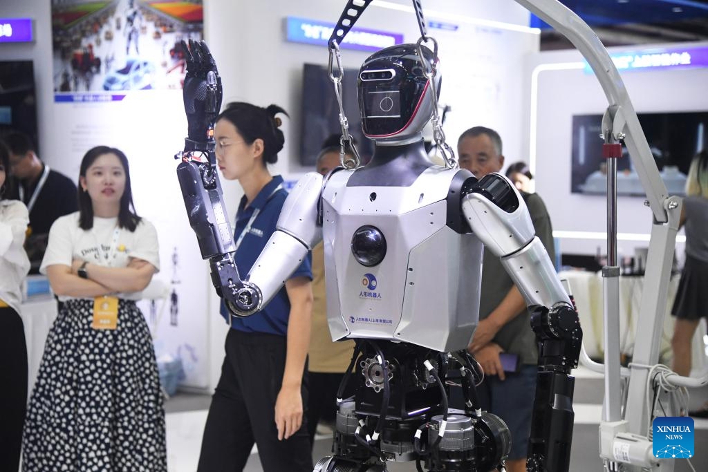 A humanoid robot is pictured during the World Robot Conference 2024 in Beijing, capital of China, Aug. 21, 2024. The World Robot Conference 2024 opened here on Wednesday. (Photo: Xinhua)