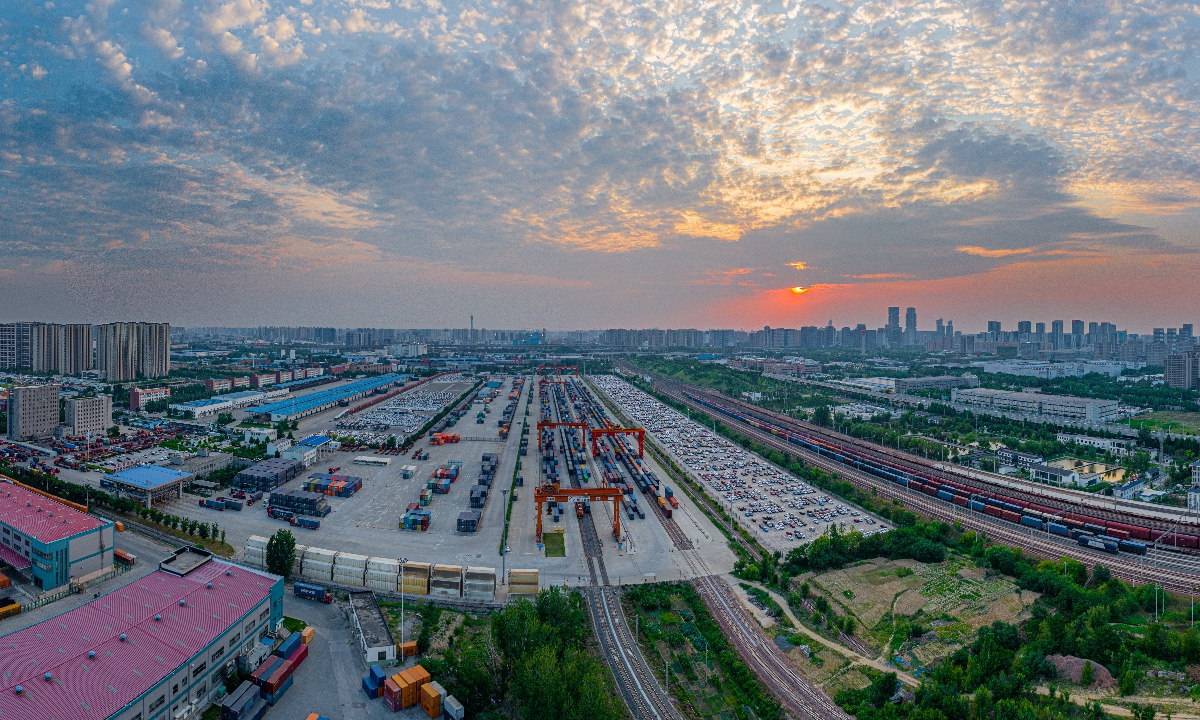 A view of a land port of Zhengzhou International Hub Development and Construction Co in Central China's Henan Province Photo: Courtesy of Zhongyu Port Group