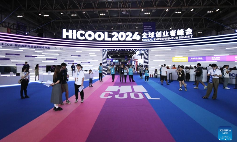 This photo taken on Aug. 24, 2024 shows a view of HICOOL 2024 Global Entrepreneur Summit in Beijing, capital of China. The global entrepreneur summit was held in Beijing from Friday to Sunday. (Xinhua/Ren Chao)