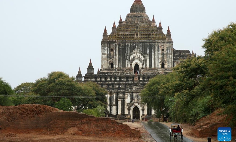 A pagoda is pictured in the ancient city of Bagan, Myanmar, Aug. 23, 2024. Bagan, an ancient city and a UNESCO World Heritage Site, is located in central Myanmar's Mandalay Region. With thousands of ancient Buddhist pagodas, temples and monasteries, the ancient city is one of the top tourist attractions in Myanmar. (Xinhua/Myo Kyaw Soe)