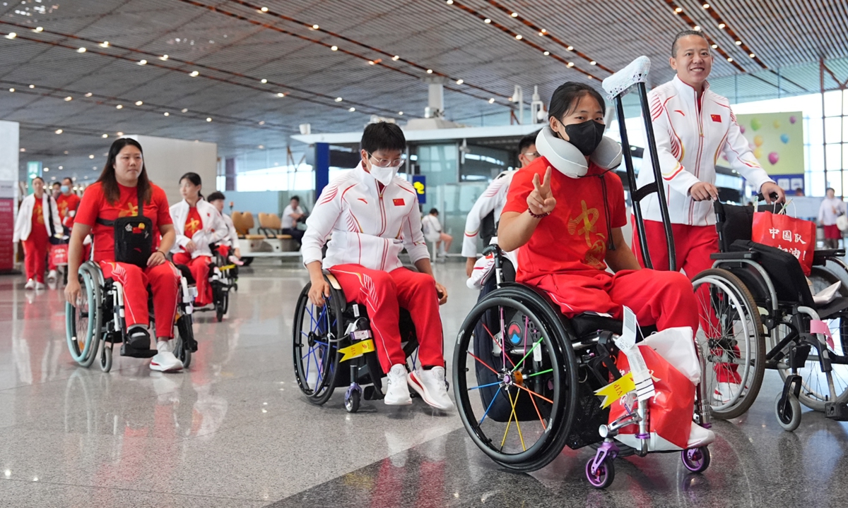  The Chinese Paralympic delegation leave for Paris from Beijing on August 21, 2024. Photo: VCG