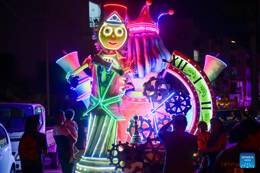 People participate in a summer carnival in Marsascala, Malta, on Aug. 25, 2024. (Photo: Xinhua)