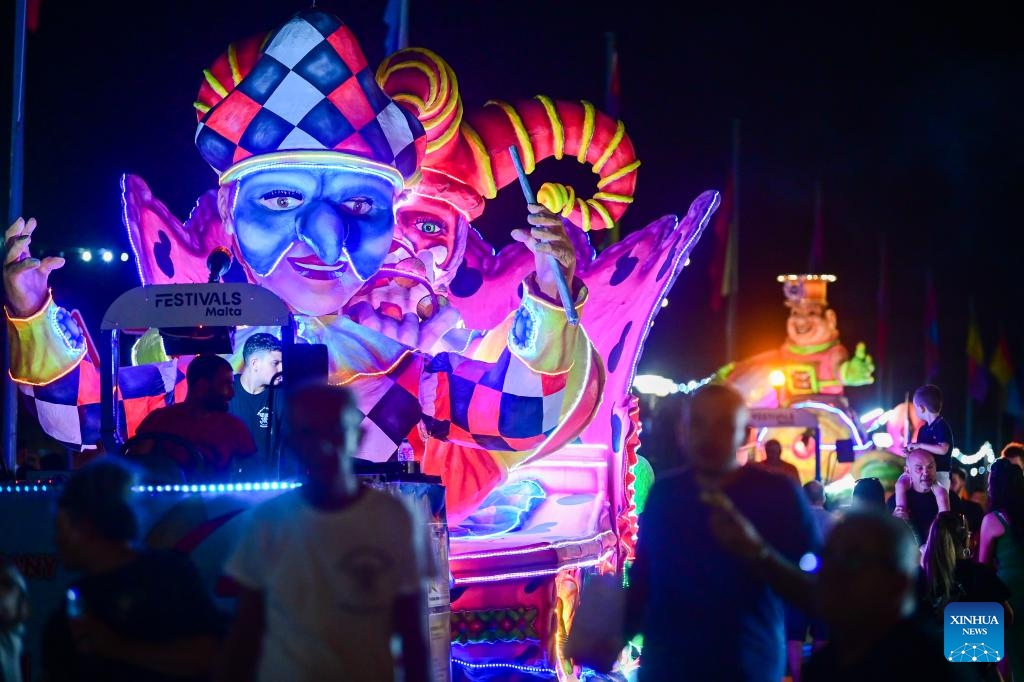 People participate in a summer carnival in Marsascala, Malta, on Aug. 25, 2024. (Photo: Xinhua)