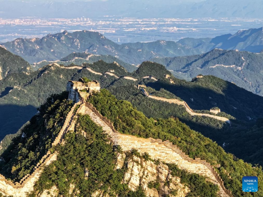 An aerial drone photo taken on Aug. 27, 2024 shows the Jiankou section of the Great Wall in Beijing, capital of China. (Photo: Xinhua)