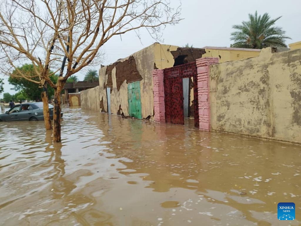 This photo taken with a mobile phone shows flooded houses in Dongola, Sudan, Aug. 27, 2024. The death toll from heavy rains hitting so far 10 states in Sudan has reached 138, the country's Health Ministry said Tuesday. (Photo: Xinhua)