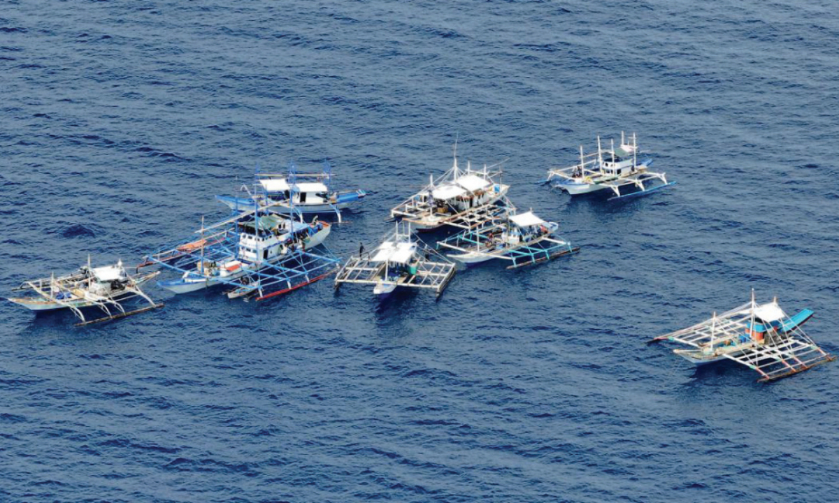 Filipino fishing boats on the northwest side of the lagoon of Xianbin Jiao Photo: Courtesy of China's Ministry of Natural Resources