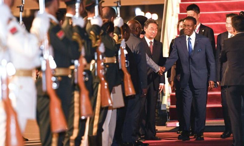 Teodoro Obiang Nguema Mbasogo, president of the Republic of Equatorial Guinea, arrives for the 2024 Summit of the Forum on China-Africa Cooperation (FOCAC) in Beijing, capital of China, Sept. 1, 2024. (Xinhua/Chen Zhonghao)