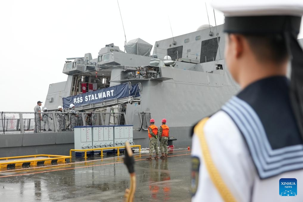 The participating forces of China and Singapore gather at a military port in Zhanjiang, south China's Guangdong Province, Aug. 29, 2024. China and Singapore will hold a joint maritime exercise near Zhanjiang in Guangdong Province, south China. (Photo: Xinhua)