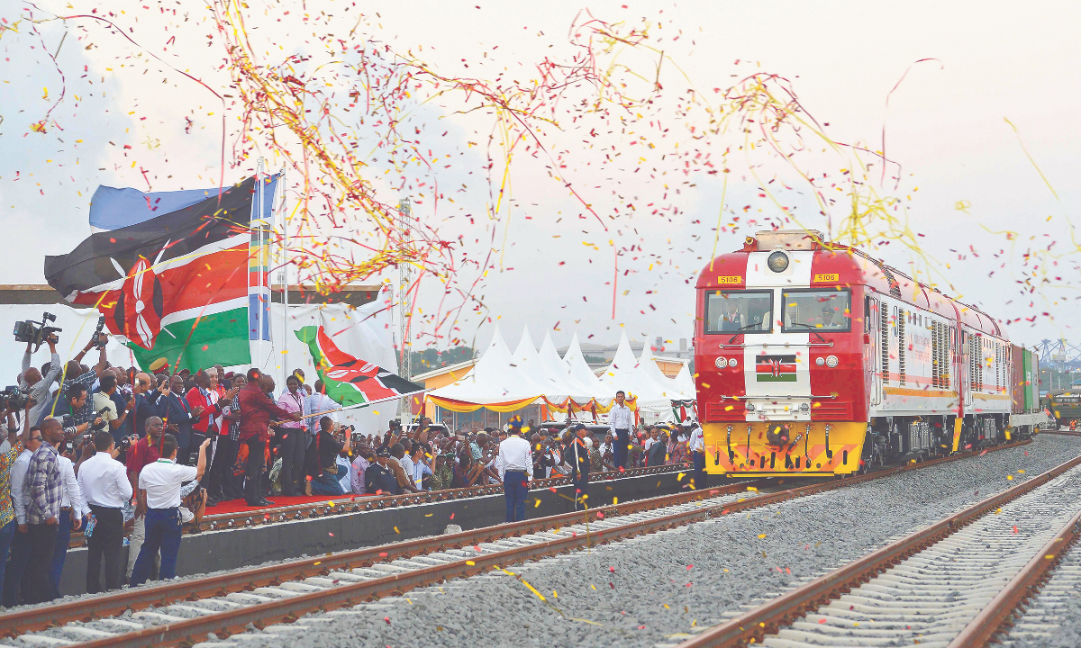 The<strong></strong> 472-kilometer Mombasa-Nairobi Standard Gauge Railway built by China Road and Bridge Corporation is launched on May 30, 2017. Photo: VCG