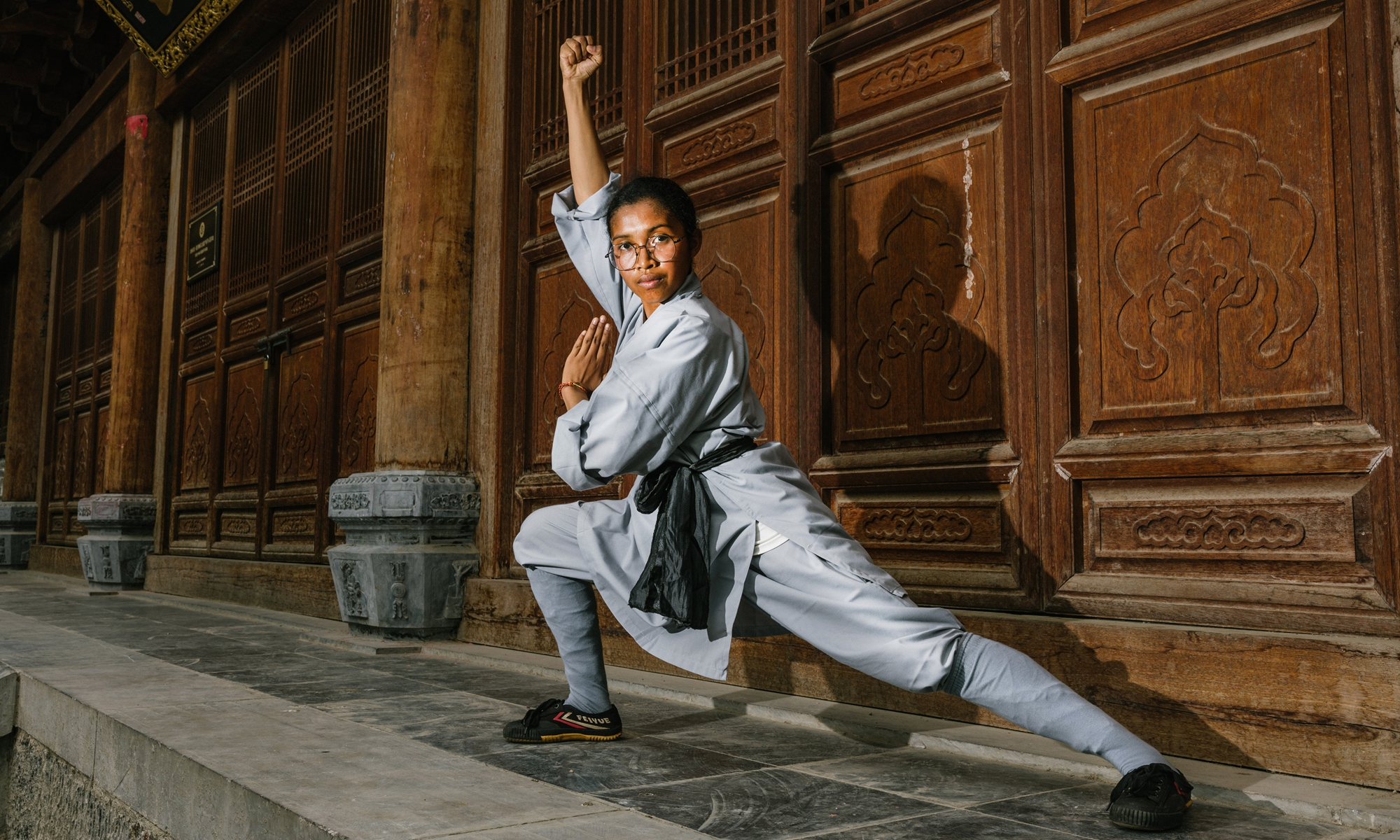 Rotsy showcases her kung fu skill during the Shaolin Games in Dengfeng, Central China's Henan Province in July 2024. Photo: Li Hao/GT