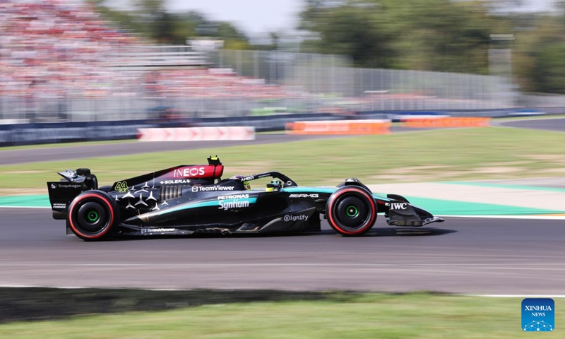 Mercedes' British driver Lewis Hamilton competes during the qualifying session of the Formula 1 Italian Grand Prix at Monza Circuit, Italy, Aug. 31, 2024. Photo: Xinhua