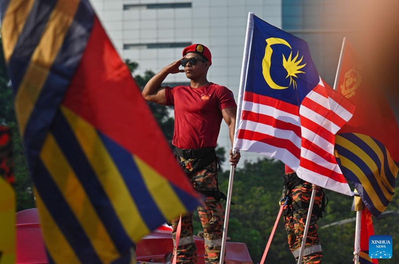 Malaysian soldiers perform at the celebration event marking the country's 67th anniversary of independence in Putrajaya, Malaysia, Aug. 31, 2024. Malaysia marked the 67th anniversary of independence on Saturday, with a huge public turnout at the administration center of Putrajaya to mark the National Day. Photo: Xinhua