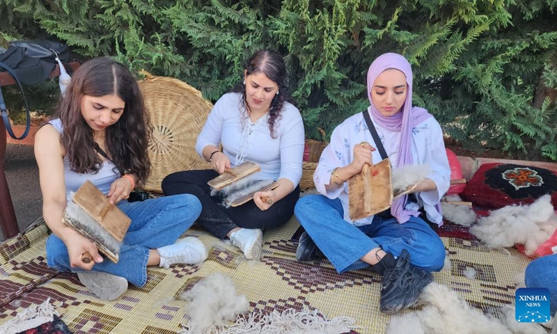 Vendors are pictured at an agricultural fair in Baalbek, Lebanon, on Aug. 30, 2024. Lebanese agricultural products and handicrafts, as well as many artistic activities, were displayed here on Saturday. Photo: Xinhua