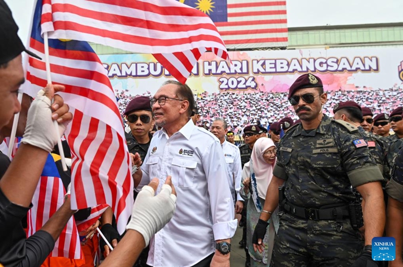 Malaysian Prime Minister Anwar Ibrahim attends the celebration event marking the country's 67th anniversary of independence in Putrajaya, Malaysia, Aug. 31, 2024. Malaysia marked the 67th anniversary of independence on Saturday, with a huge public turnout at the administration center of Putrajaya to mark the National Day. Photo: Xinhua