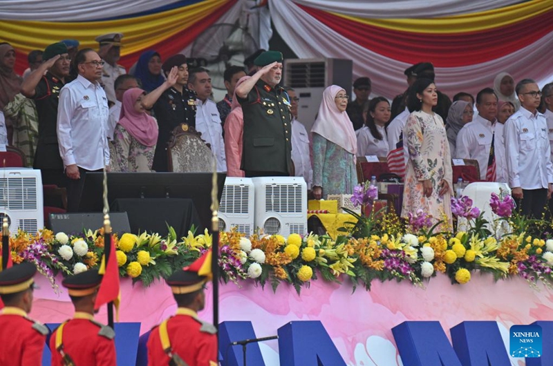 Malaysian King Sultan Ibrahim Sultan Iskandar attends the celebration event marking the country's 67th anniversary of independence in Putrajaya, Malaysia, Aug. 31, 2024. Malaysia marked the 67th anniversary of independence on Saturday, with a huge public turnout at the administration center of Putrajaya to mark the National Day. Photo: Xinhua