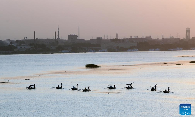 Fishing boats sail on the Nile River in Cairo, Egypt, Sept. 1, 2024. (Photo: Xinhua)