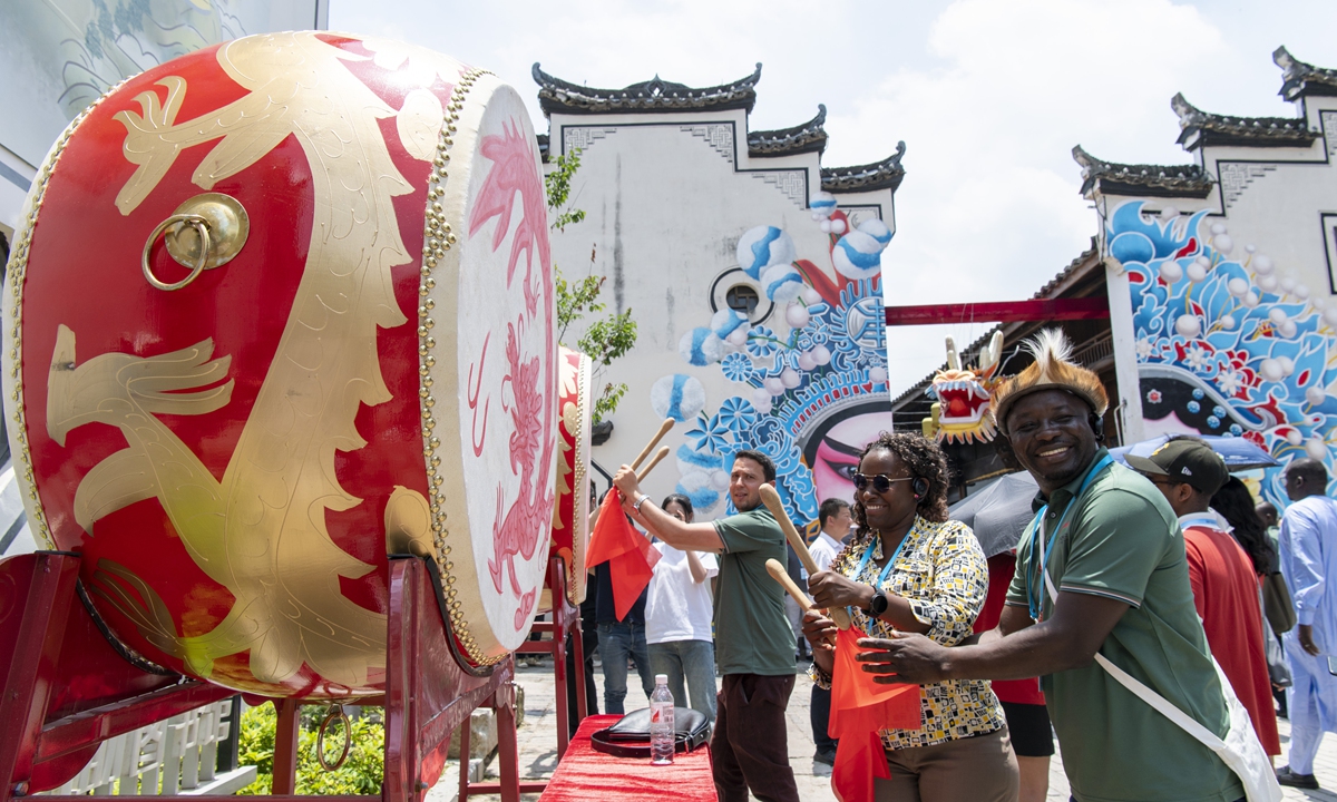 African youths experience local cultural customs in Jinhua, East China's Zhejiang Province, on May 23, 2024. Photo: VCG