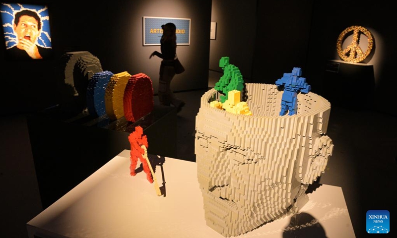 Exhibits are pictured during the Art of the Brick exhibition at Singapore Expo in Singapore, Sept. 2, 2024. (Photo: Xinhua)