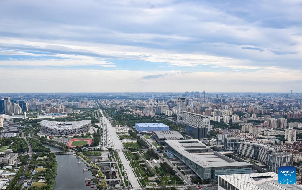 This photo taken on Sept. 1, 2024 shows a view of the China National Convention Center (R bottom), the National Stadium, also known as the Bird's Nest, and the National Aquatics Center, also known as the Water Cube, in Beijing, capital of China. The 2024 Summit of the Forum on China-Africa Cooperation (FOCAC) is scheduled to take place in Beijing from Sept. 4 to 6. (Photo: Xinhua)