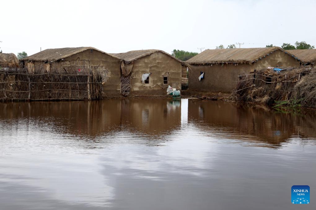 This photo taken on Sept. 2, 2024 shows a flooded area in Dadu district of Pakistan's southern Sindh province. A total of 293 people have been killed and 564 others injured in monsoon rain-triggered accidents in Pakistan in the past two months as heavy downpours continued to wreak havoc in parts of the country, according to the National Disaster Management Authority. (Photo: Xinhua)